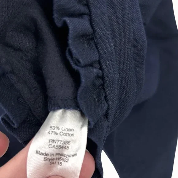 NWT J. CREW NAVY BLUE RUFFLE LINEN BLEND SHORTS - 6 - Picture 5 of 5